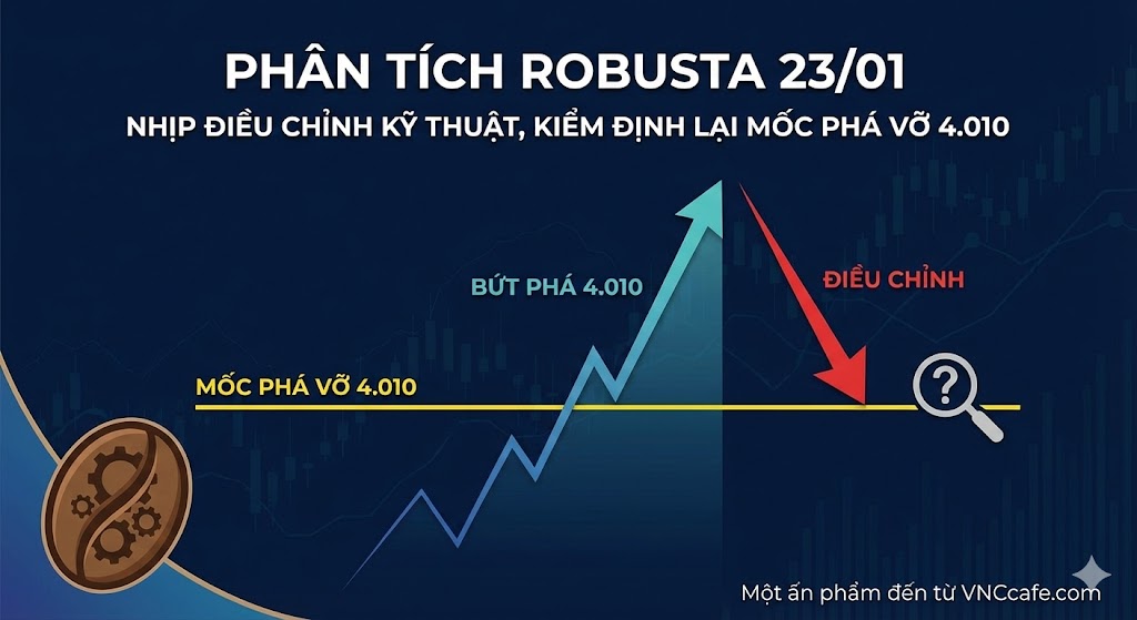 Phân tích Robusta 23/01: Nhịp điều chỉnh kỹ thuật, kiểm định lại mốc phá vỡ 4.010